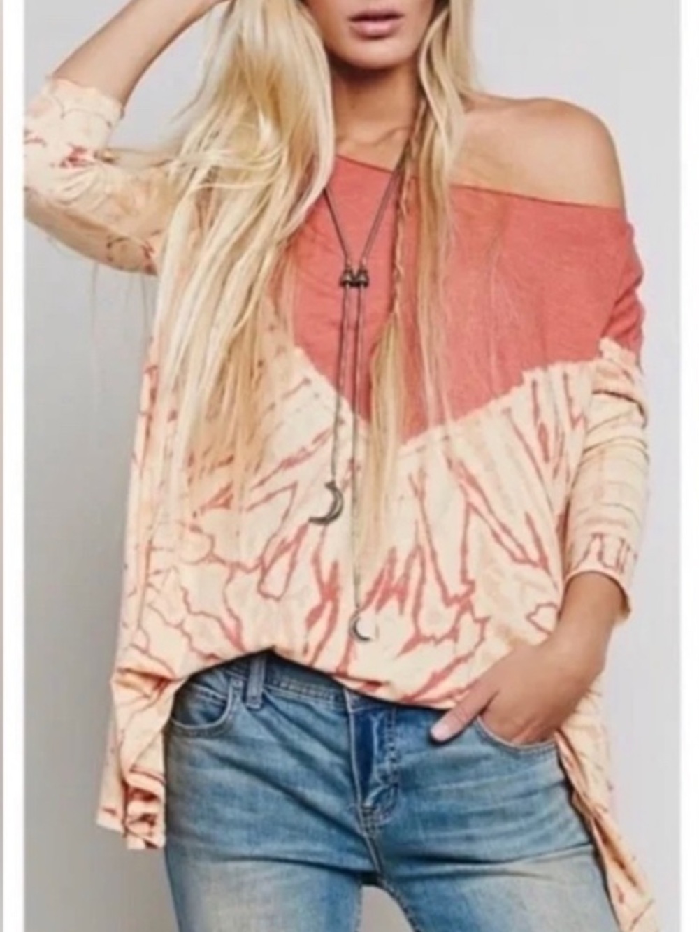 Free People Coastal Tee Tie Dye Boho Top M